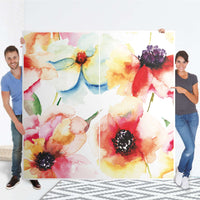 Möbel Klebefolie Water Color Flowers - IKEA Pax Schrank 201 cm Höhe - Schiebetür - Folie