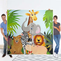 Möbel Klebefolie Wild Animals - IKEA Pax Schrank 201 cm Höhe - Schiebetür - Folie