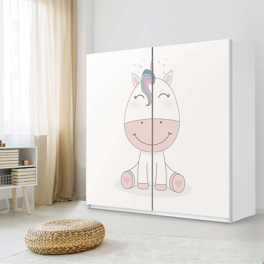 Möbel Klebefolie Baby Unicorn - IKEA Pax Schrank 201 cm Höhe - Schiebetür - Kinderzimmer