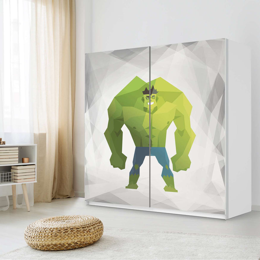 Möbel Klebefolie Mr. Green - IKEA Pax Schrank 201 cm Höhe - Schiebetür - Kinderzimmer