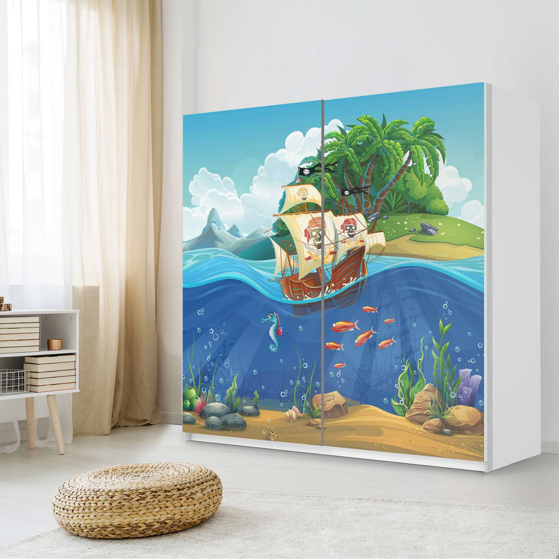 Möbel Klebefolie Pirates - IKEA Pax Schrank 201 cm Höhe - Schiebetür - Kinderzimmer