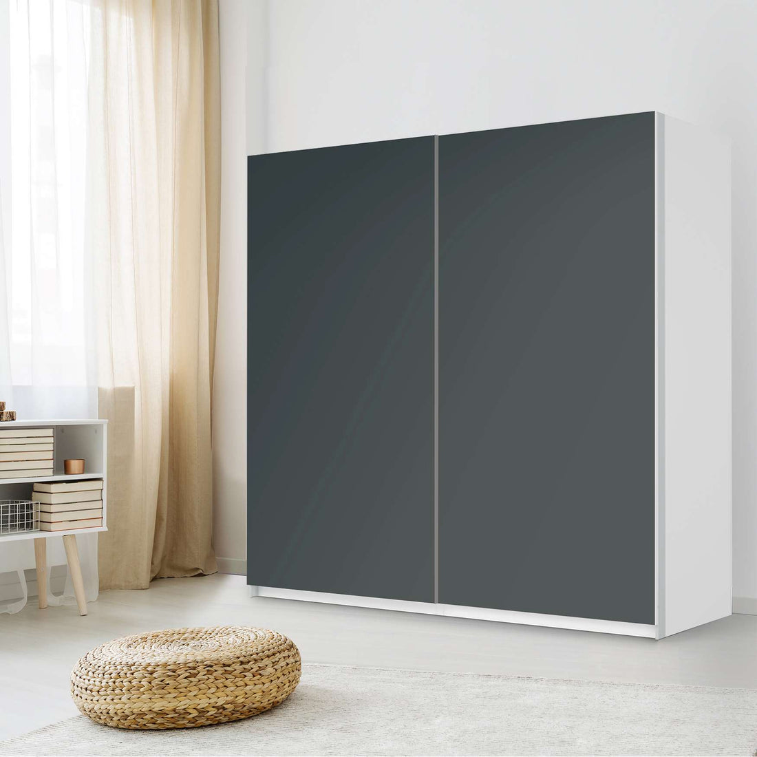 Möbel Klebefolie Blaugrau Dark - IKEA Pax Schrank 201 cm Höhe - Schiebetür - Schlafzimmer
