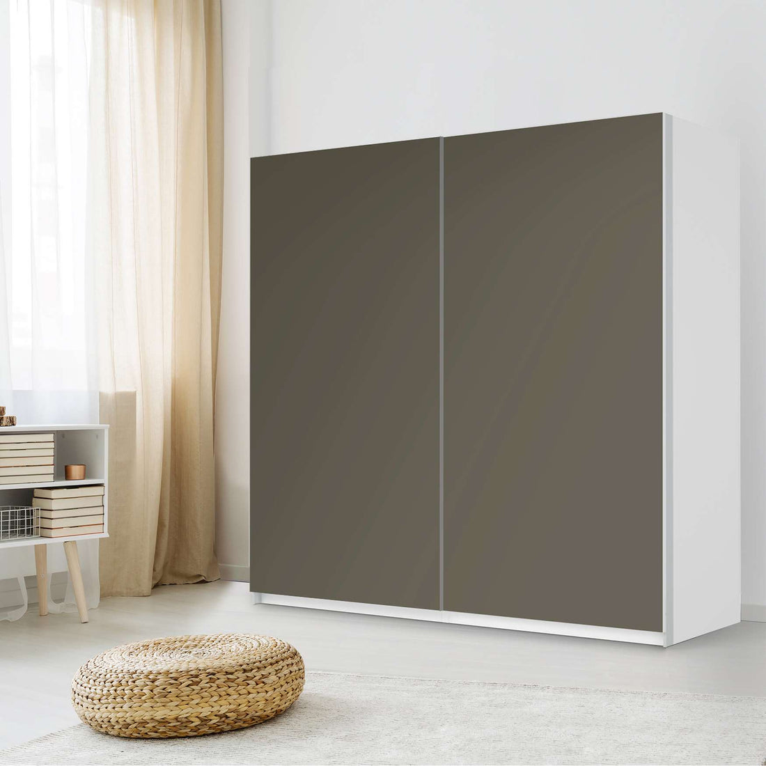 Möbel Klebefolie Braungrau Dark - IKEA Pax Schrank 201 cm Höhe - Schiebetür - Schlafzimmer