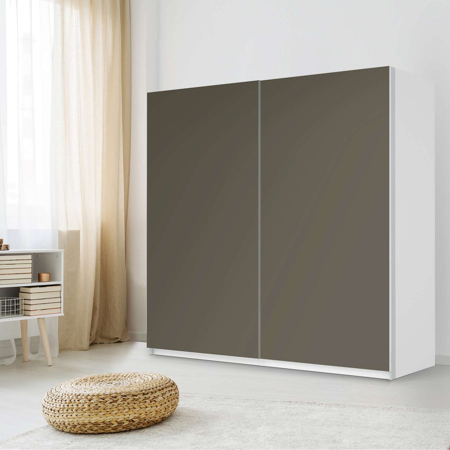 Möbel Klebefolie Braungrau Dark - IKEA Pax Schrank 201 cm Höhe - Schiebetür - Schlafzimmer