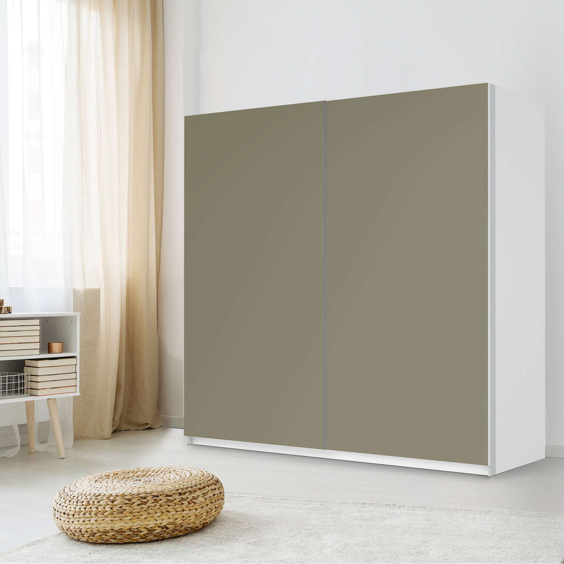 Möbel Klebefolie Braungrau Light - IKEA Pax Schrank 201 cm Höhe - Schiebetür - Schlafzimmer