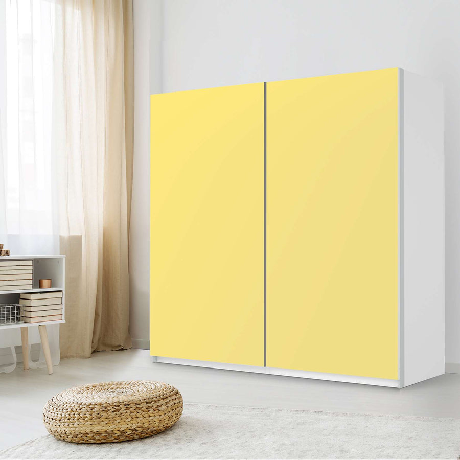 Möbel Klebefolie Gelb Light - IKEA Pax Schrank 201 cm Höhe - Schiebetür - Schlafzimmer
