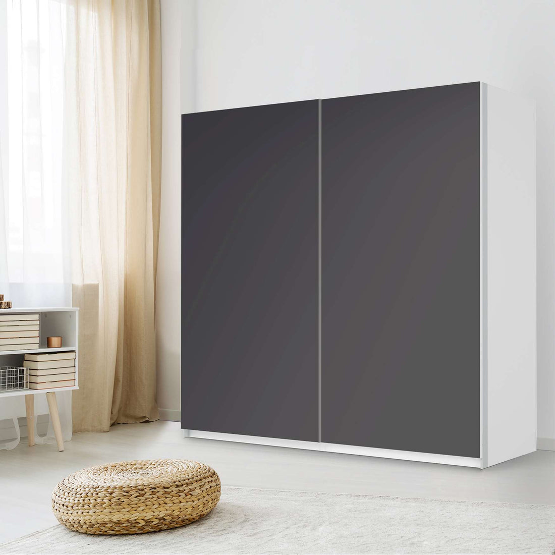 Möbel Klebefolie Grau Dark - IKEA Pax Schrank 201 cm Höhe - Schiebetür - Schlafzimmer