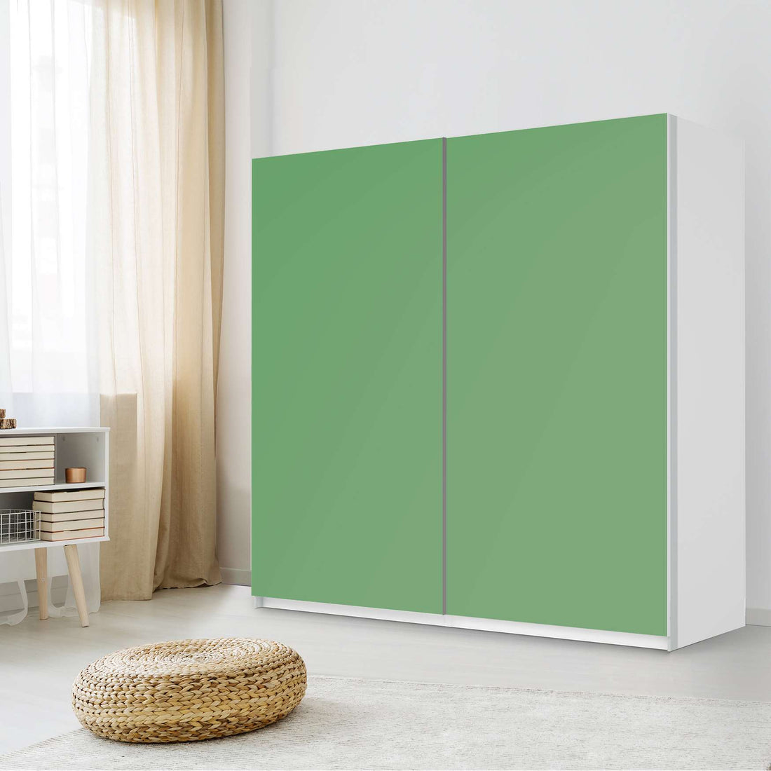 Möbel Klebefolie Grün Light - IKEA Pax Schrank 201 cm Höhe - Schiebetür - Schlafzimmer
