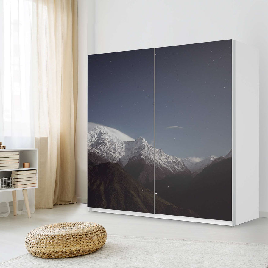 Möbel Klebefolie Mountain Sky - IKEA Pax Schrank 201 cm Höhe - Schiebetür - Schlafzimmer