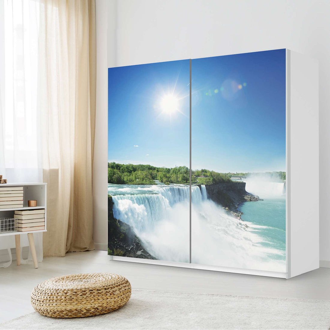 Möbel Klebefolie Niagara Falls - IKEA Pax Schrank 201 cm Höhe - Schiebetür - Schlafzimmer