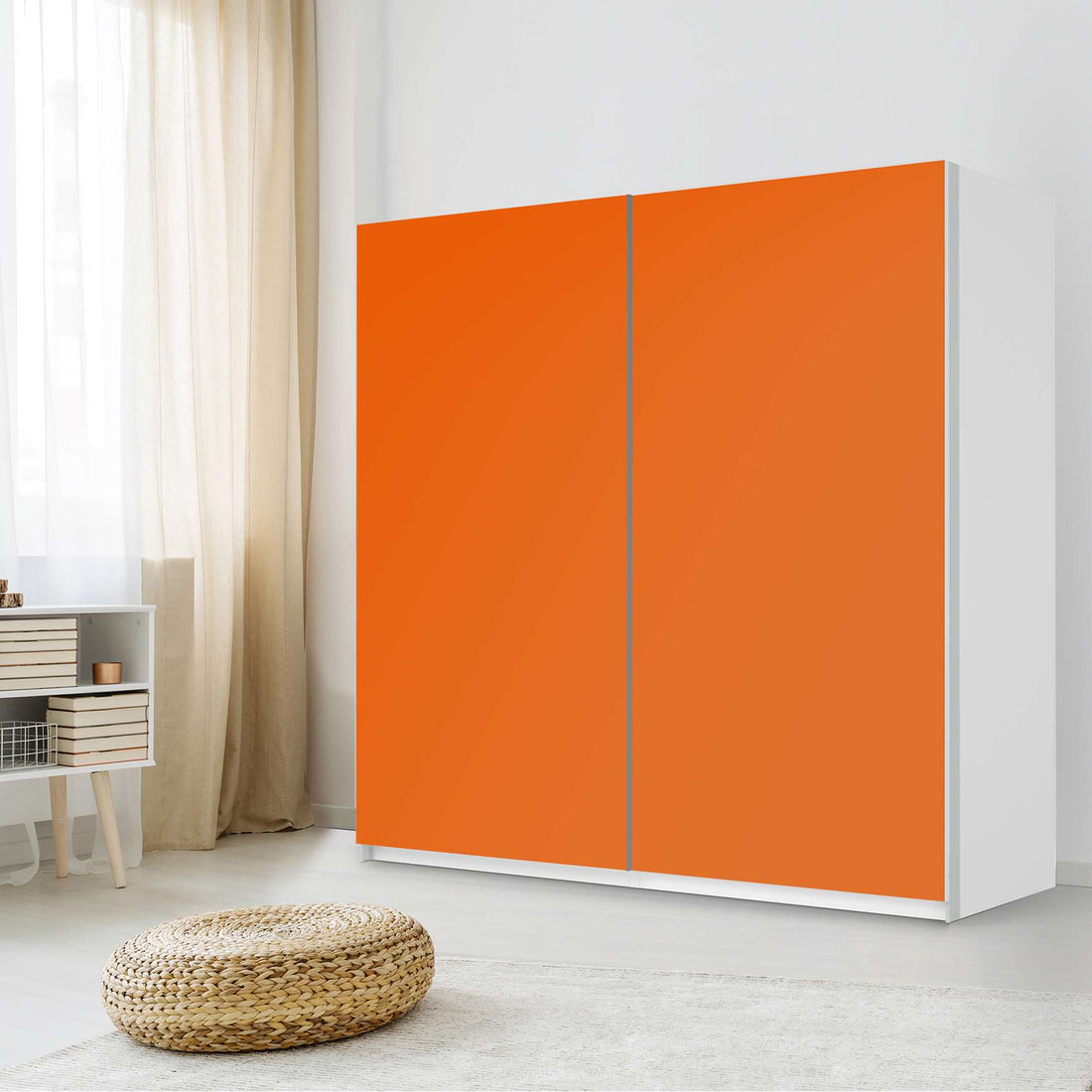 Möbel Klebefolie Orange Dark - IKEA Pax Schrank 201 cm Höhe - Schiebetür - Schlafzimmer