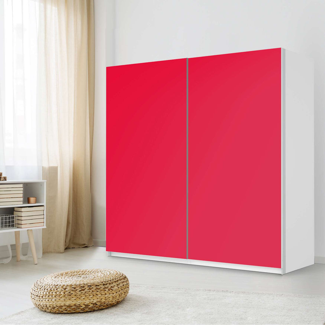 Möbel Klebefolie Rot Light - IKEA Pax Schrank 201 cm Höhe - Schiebetür - Schlafzimmer