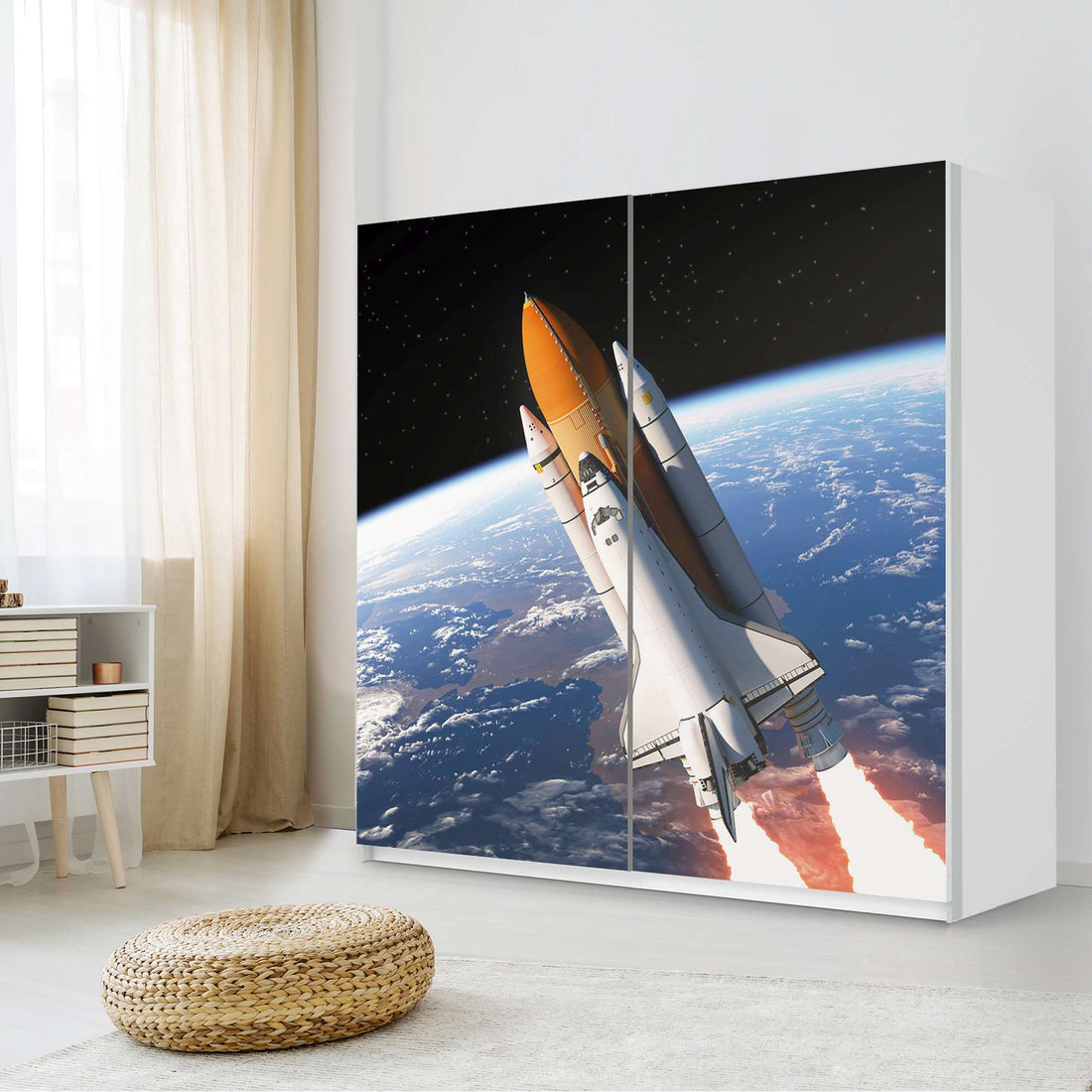 Möbel Klebefolie Space Traveller - IKEA Pax Schrank 201 cm Höhe - Schiebetür - Schlafzimmer