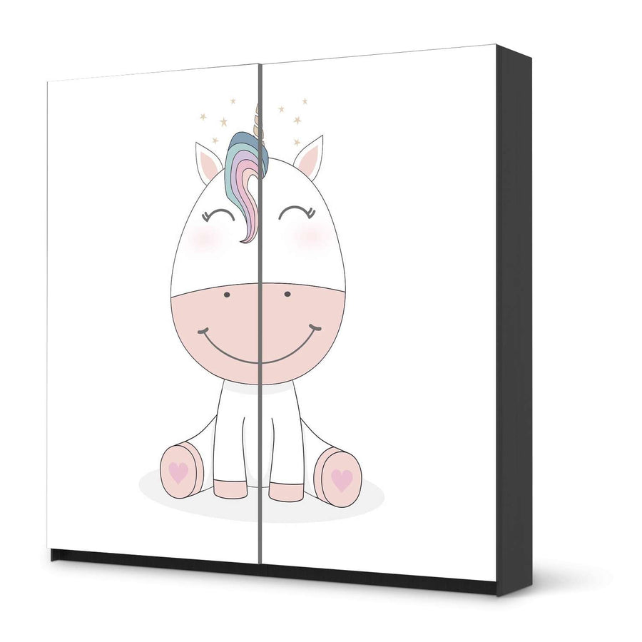 Möbel Klebefolie Baby Unicorn - IKEA Pax Schrank 201 cm Höhe - Schiebetür - schwarz