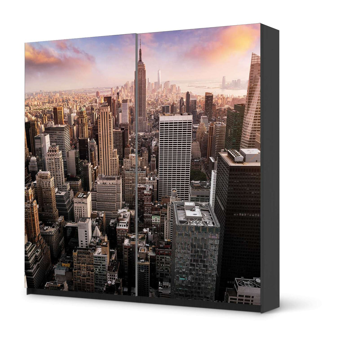 Möbel Klebefolie Big Apple - IKEA Pax Schrank 201 cm Höhe - Schiebetür - schwarz