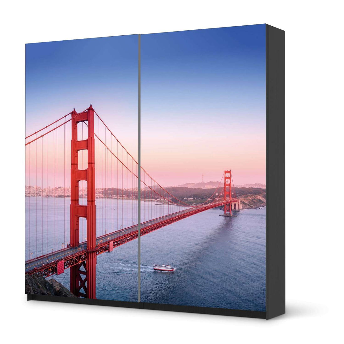 Möbel Klebefolie Golden Gate - IKEA Pax Schrank 201 cm Höhe - Schiebetür - schwarz