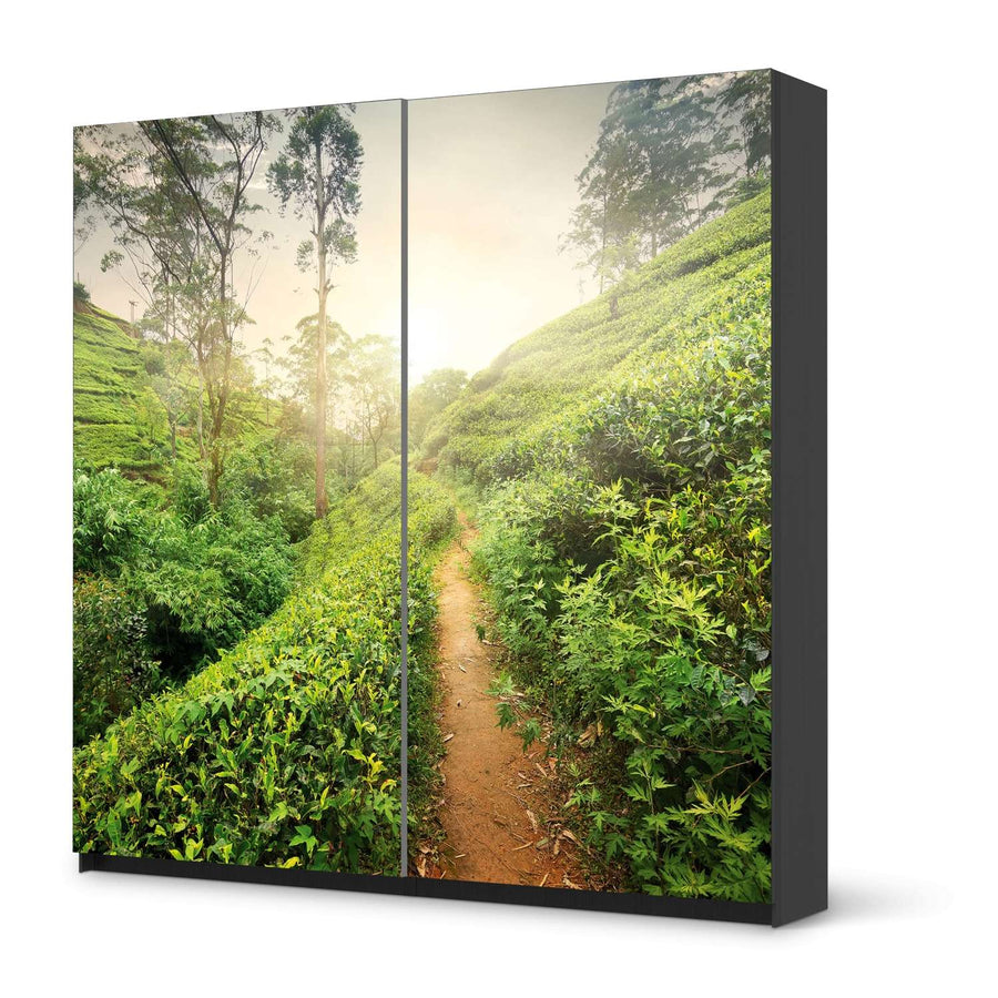 Möbel Klebefolie Green Tea Fields - IKEA Pax Schrank 201 cm Höhe - Schiebetür - schwarz