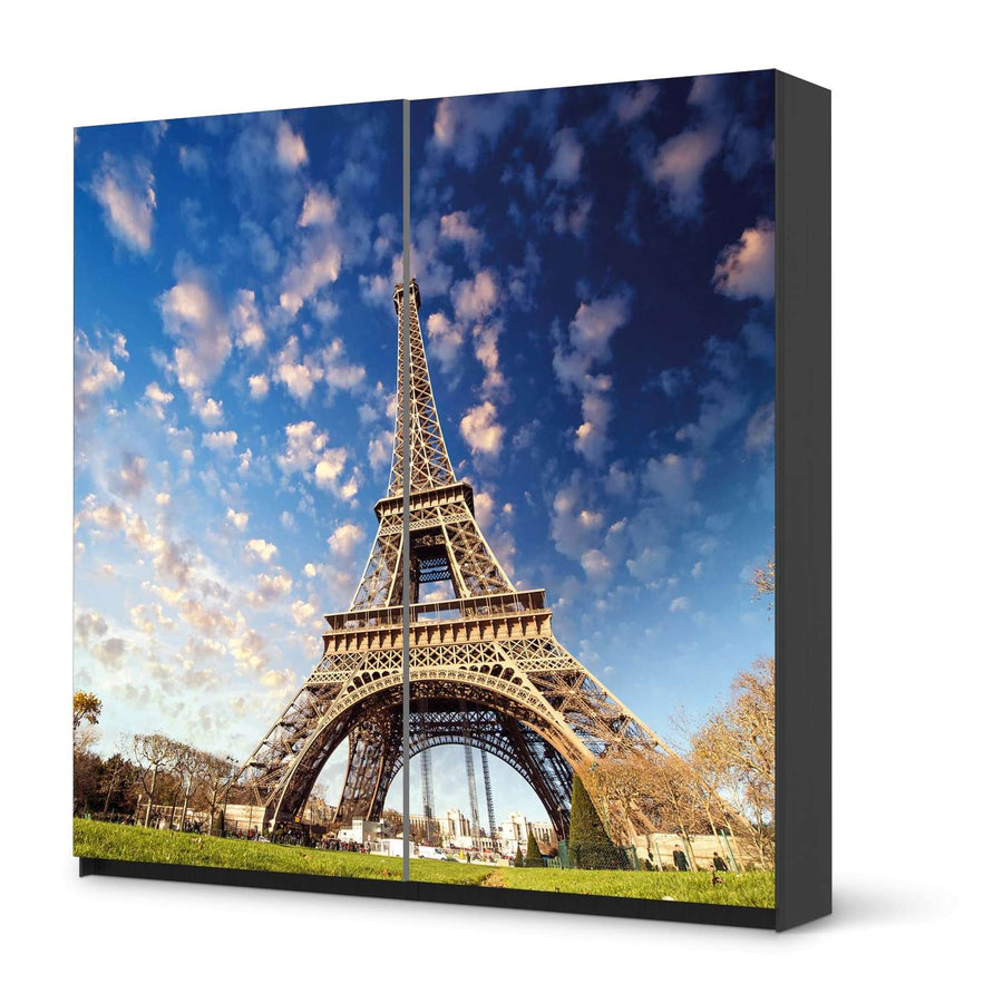 Möbel Klebefolie La Tour Eiffel - IKEA Pax Schrank 201 cm Höhe - Schiebetür - schwarz