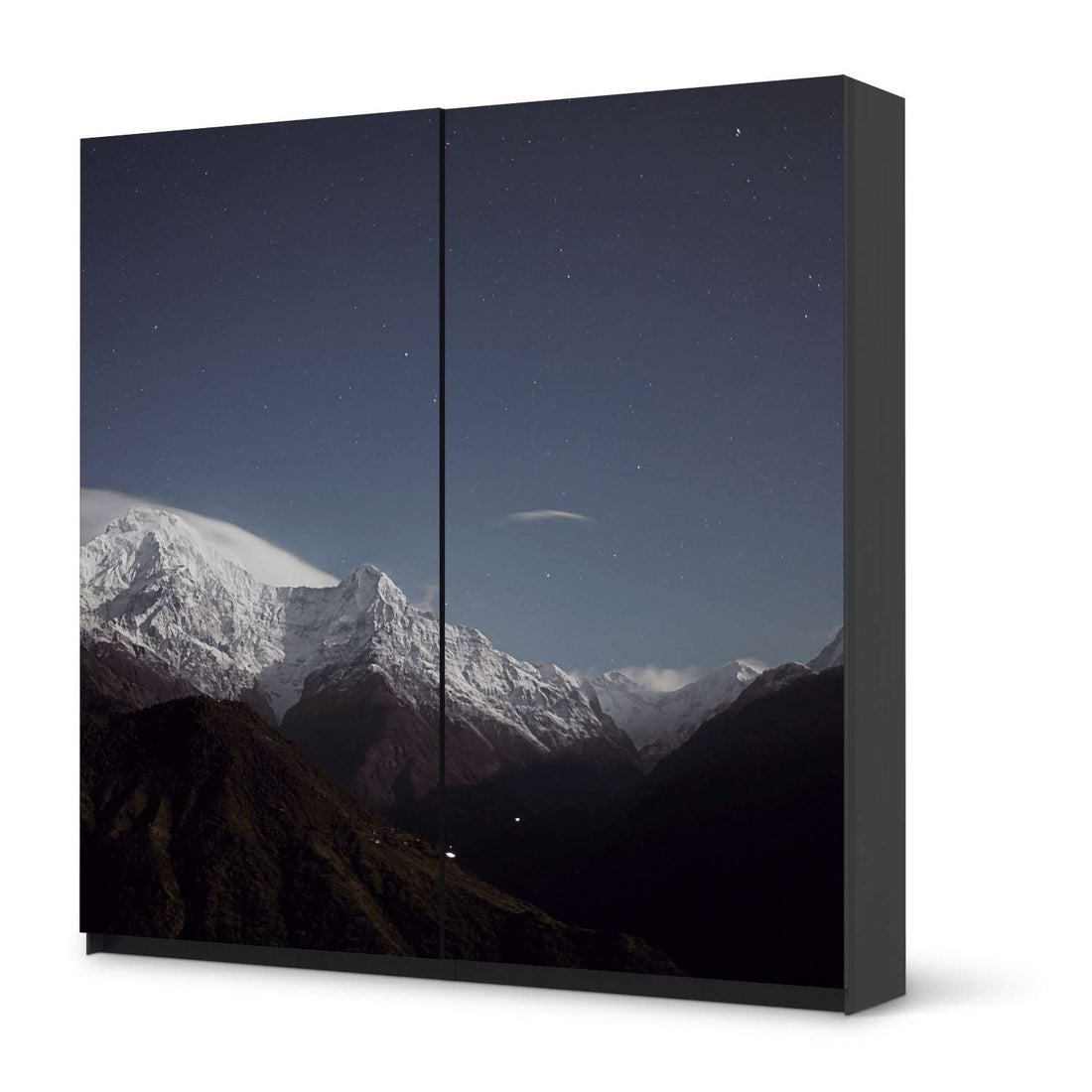 Möbel Klebefolie Mountain Sky - IKEA Pax Schrank 201 cm Höhe - Schiebetür - schwarz