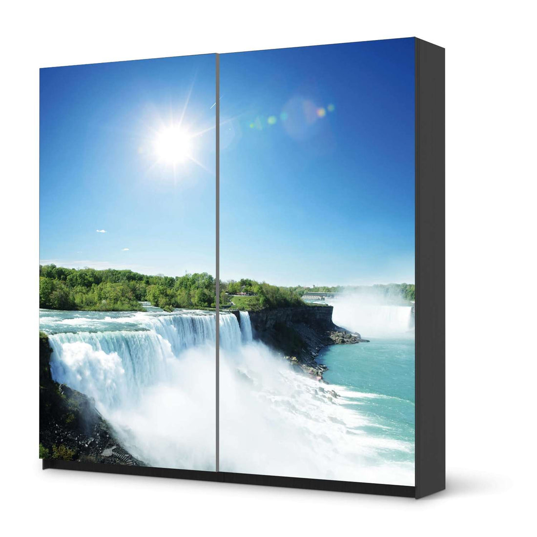 Möbel Klebefolie Niagara Falls - IKEA Pax Schrank 201 cm Höhe - Schiebetür - schwarz