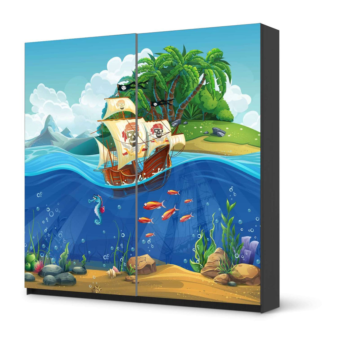 Möbel Klebefolie Pirates - IKEA Pax Schrank 201 cm Höhe - Schiebetür - schwarz