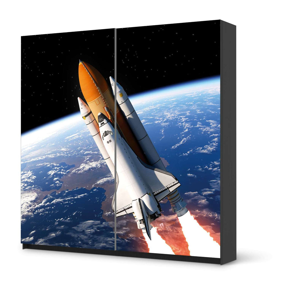 Möbel Klebefolie Space Traveller - IKEA Pax Schrank 201 cm Höhe - Schiebetür - schwarz