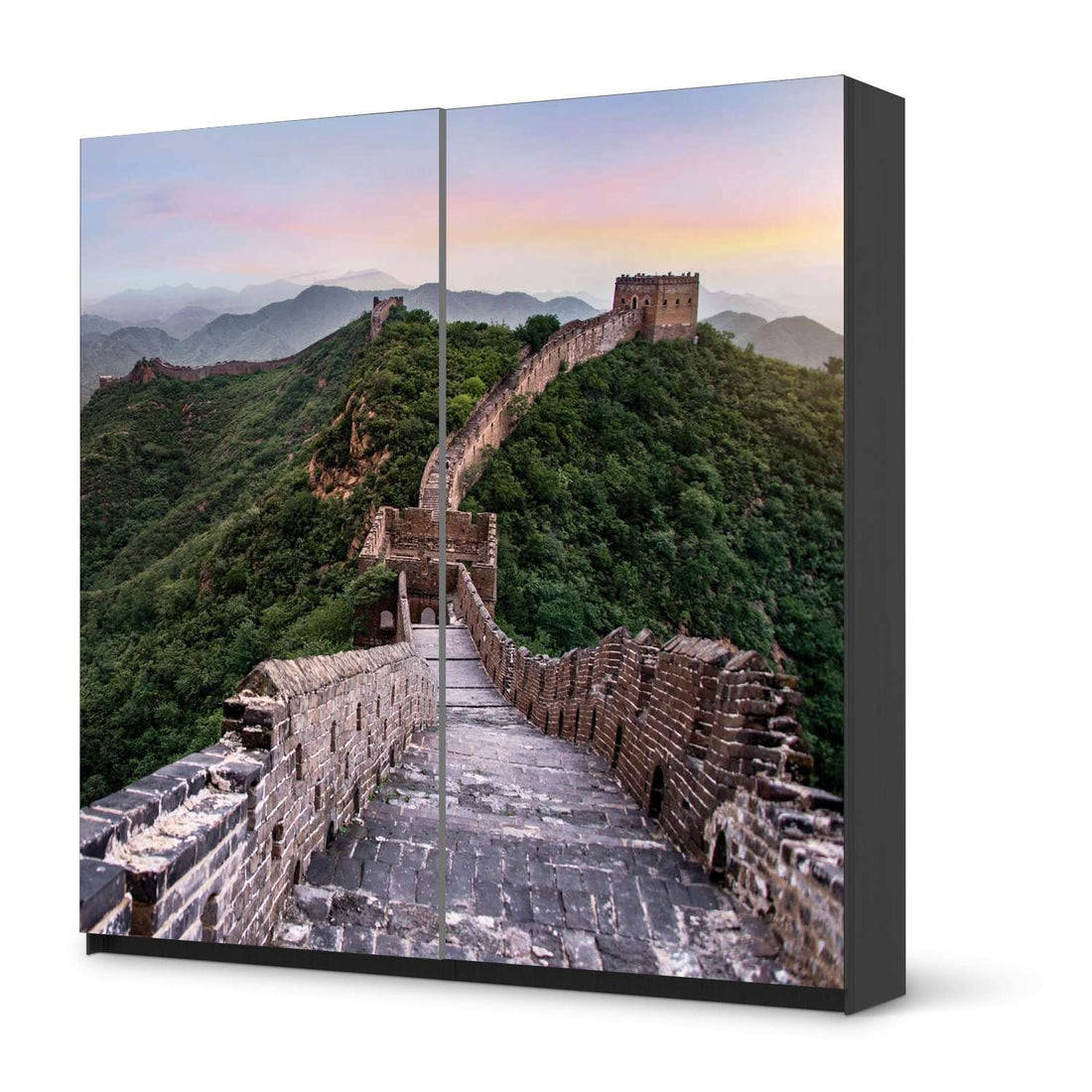 Möbel Klebefolie The Great Wall - IKEA Pax Schrank 201 cm Höhe - Schiebetür - schwarz