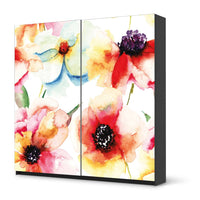 Möbel Klebefolie Water Color Flowers - IKEA Pax Schrank 201 cm Höhe - Schiebetür - schwarz