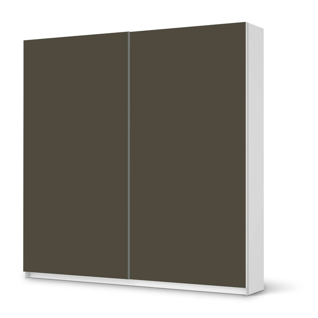 Möbel Klebefolie Braungrau Dark - IKEA Pax Schrank 201 cm Höhe - Schiebetür - weiss