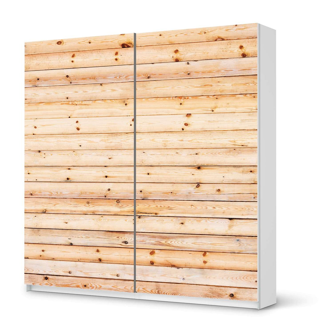 Möbel Klebefolie Bright Planks - IKEA Pax Schrank 201 cm Höhe - Schiebetür - weiss