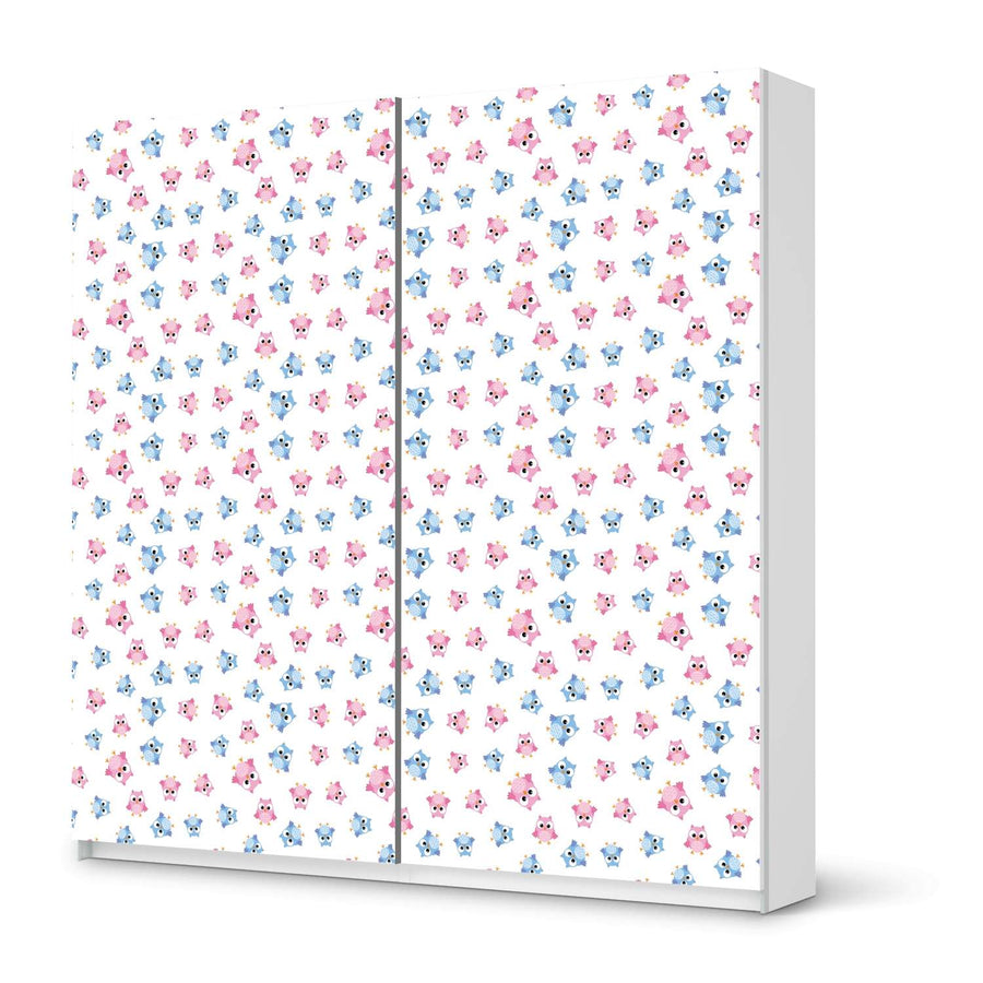 Möbel Klebefolie Eulenparty - IKEA Pax Schrank 201 cm Höhe - Schiebetür - weiss