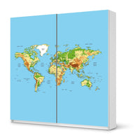 Möbel Klebefolie Geografische Weltkarte - IKEA Pax Schrank 201 cm Höhe - Schiebetür - weiss