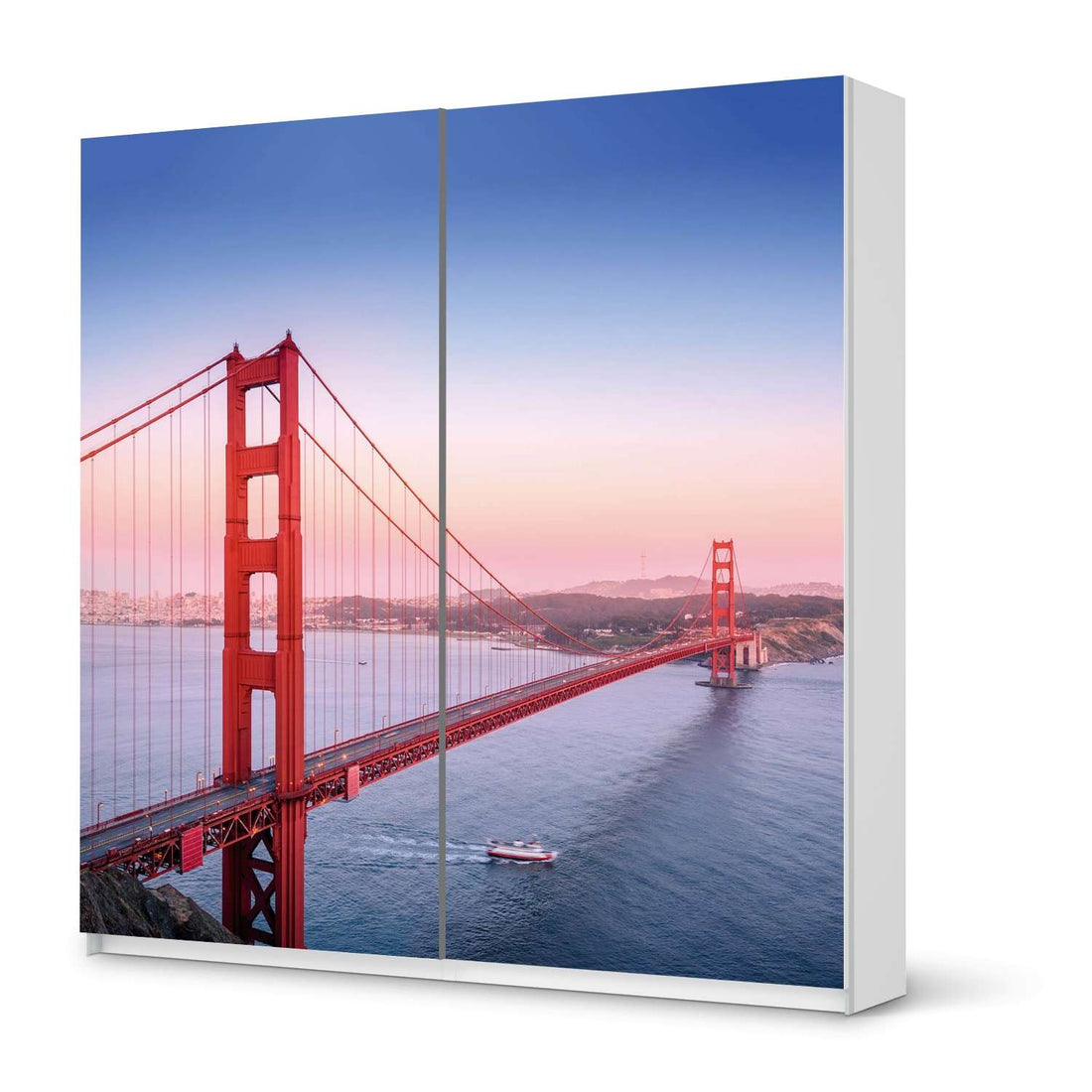 Möbel Klebefolie Golden Gate - IKEA Pax Schrank 201 cm Höhe - Schiebetür - weiss
