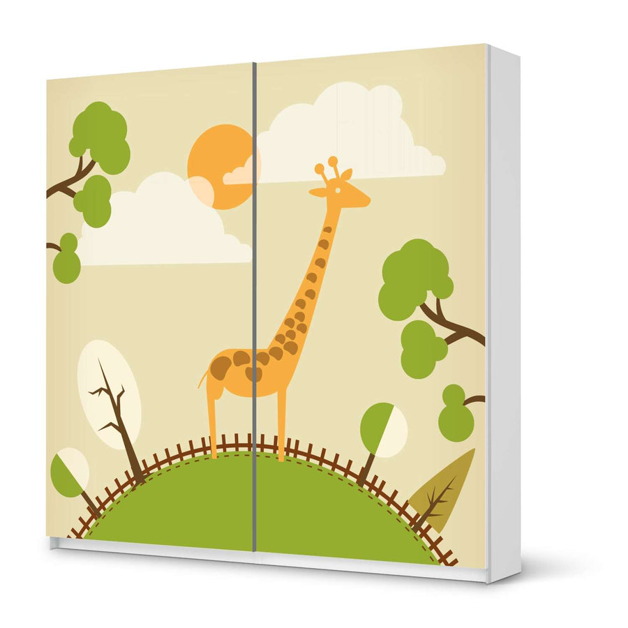 Möbel Klebefolie Mountain Giraffe - IKEA Pax Schrank 201 cm Höhe - Schiebetür - weiss