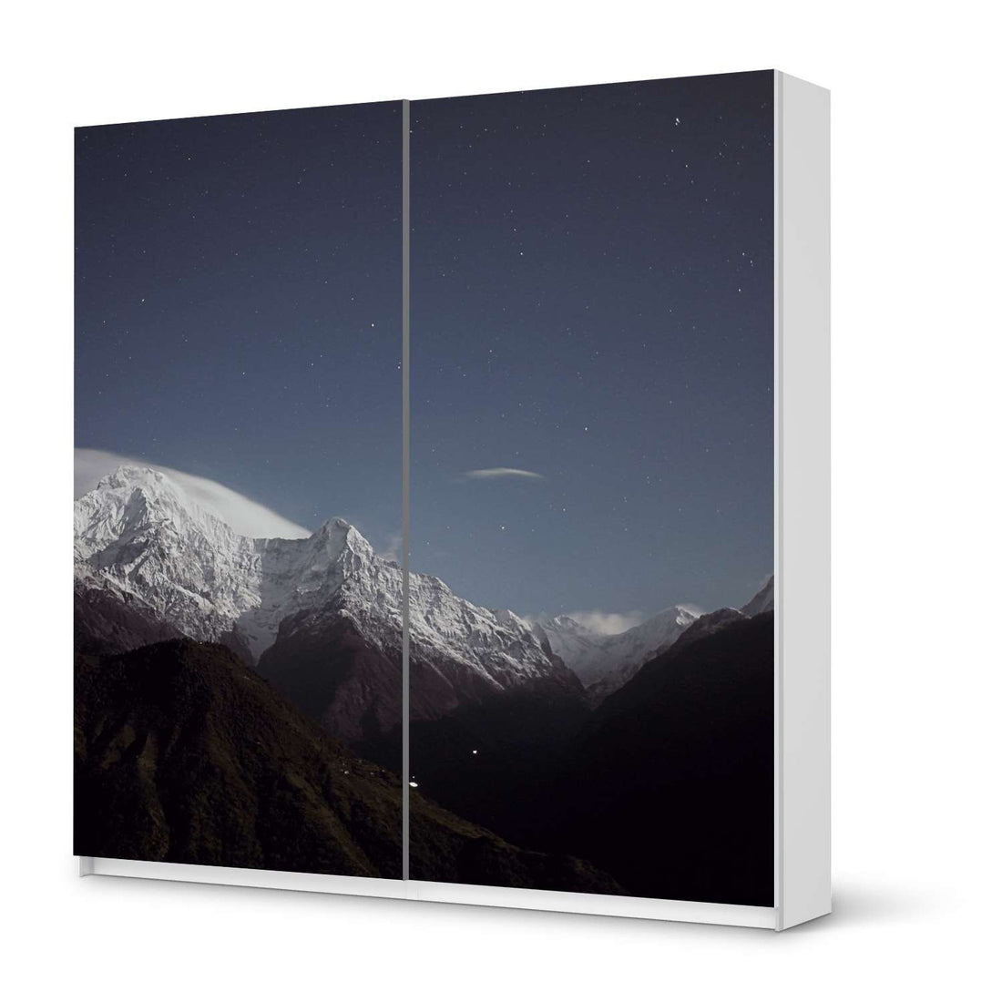 Möbel Klebefolie Mountain Sky - IKEA Pax Schrank 201 cm Höhe - Schiebetür - weiss