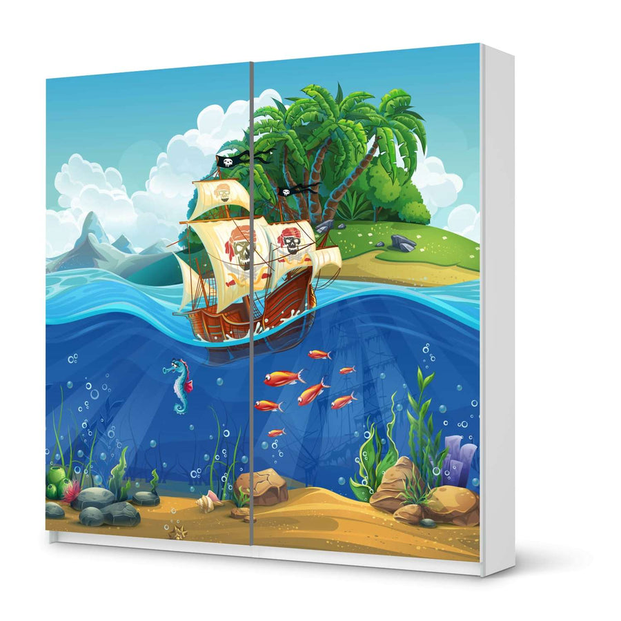 Möbel Klebefolie Pirates - IKEA Pax Schrank 201 cm Höhe - Schiebetür - weiss