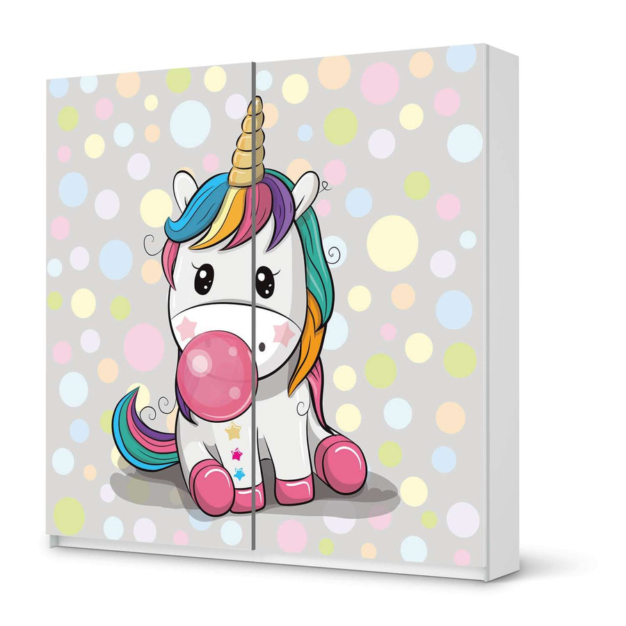 Möbel Klebefolie Rainbow das Einhorn - IKEA Pax Schrank 201 cm Höhe - Schiebetür - weiss