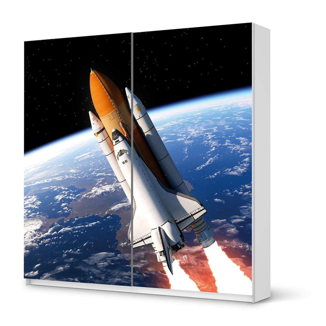 Möbel Klebefolie Space Traveller - IKEA Pax Schrank 201 cm Höhe - Schiebetür - weiss