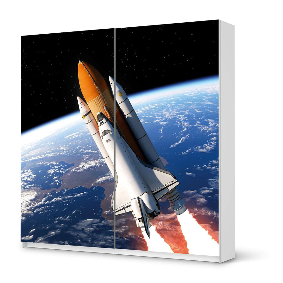 Möbel Klebefolie Space Traveller - IKEA Pax Schrank 201 cm Höhe - Schiebetür - weiss