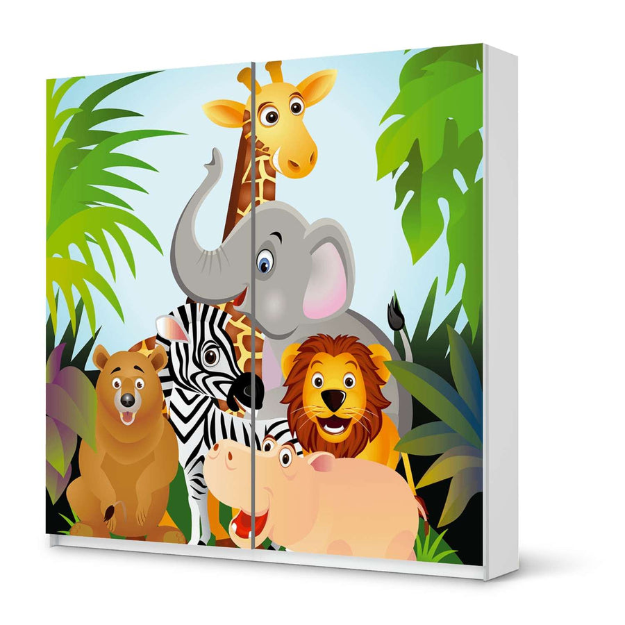Möbel Klebefolie Wild Animals - IKEA Pax Schrank 201 cm Höhe - Schiebetür - weiss