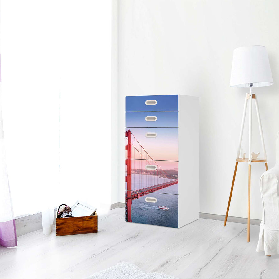 Möbel Klebefolie Golden Gate - IKEA Stuva / Fritids Kommode - 5 Schubladen - Kinderzimmer