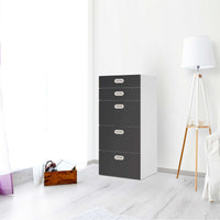 Möbel Klebefolie Grau Dark - IKEA Stuva / Fritids Kommode - 5 Schubladen - Kinderzimmer