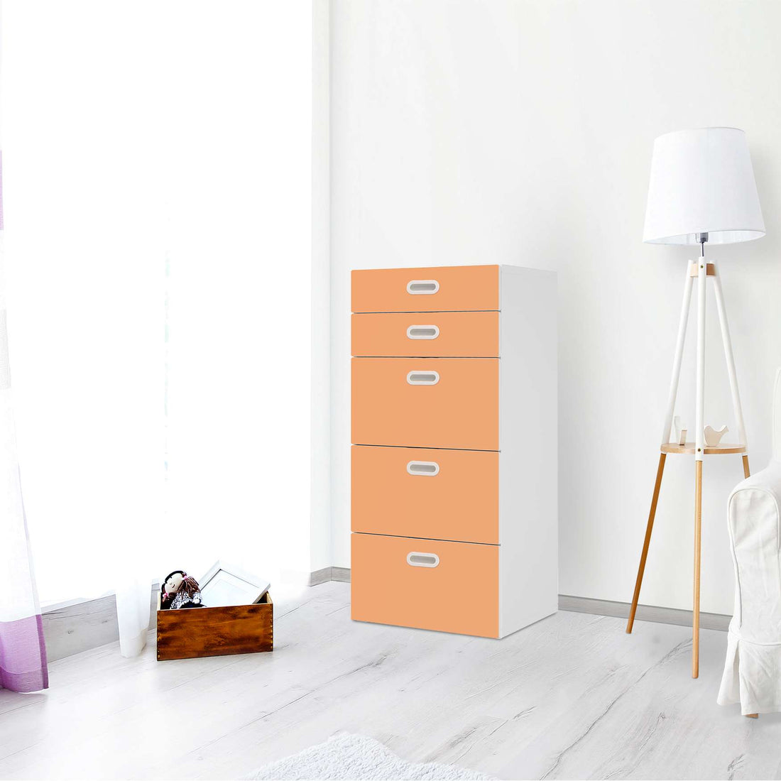 Möbel Klebefolie Orange Light - IKEA Stuva / Fritids Kommode - 5 Schubladen - Kinderzimmer