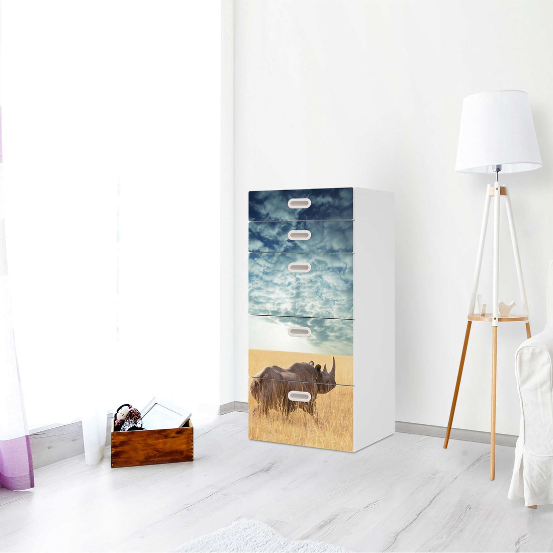 Möbel Klebefolie Rhino - IKEA Stuva / Fritids Kommode - 5 Schubladen - Kinderzimmer