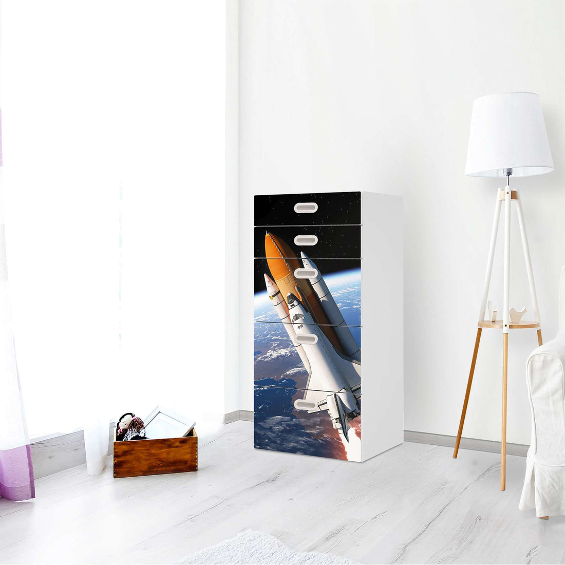 Möbel Klebefolie Space Traveller - IKEA Stuva / Fritids Kommode - 5 Schubladen - Kinderzimmer