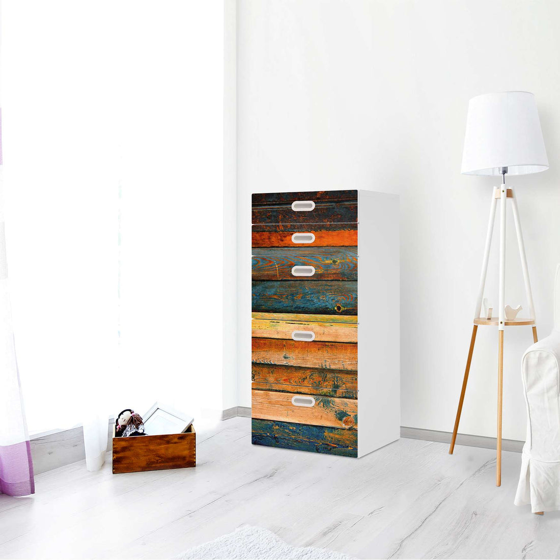 Möbel Klebefolie Wooden - IKEA Stuva / Fritids Kommode - 5 Schubladen - Kinderzimmer