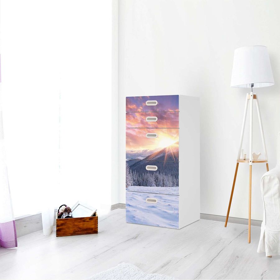Möbel Klebefolie Zauberhafte Winterlandschaft - IKEA Stuva / Fritids Kommode - 5 Schubladen - Kinderzimmer