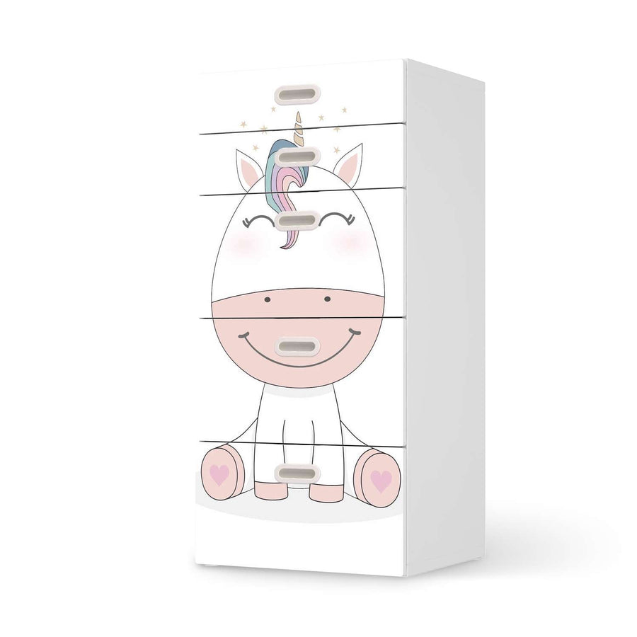 Möbel Klebefolie Baby Unicorn - IKEA Stuva / Fritids Kommode - 5 Schubladen  - weiss