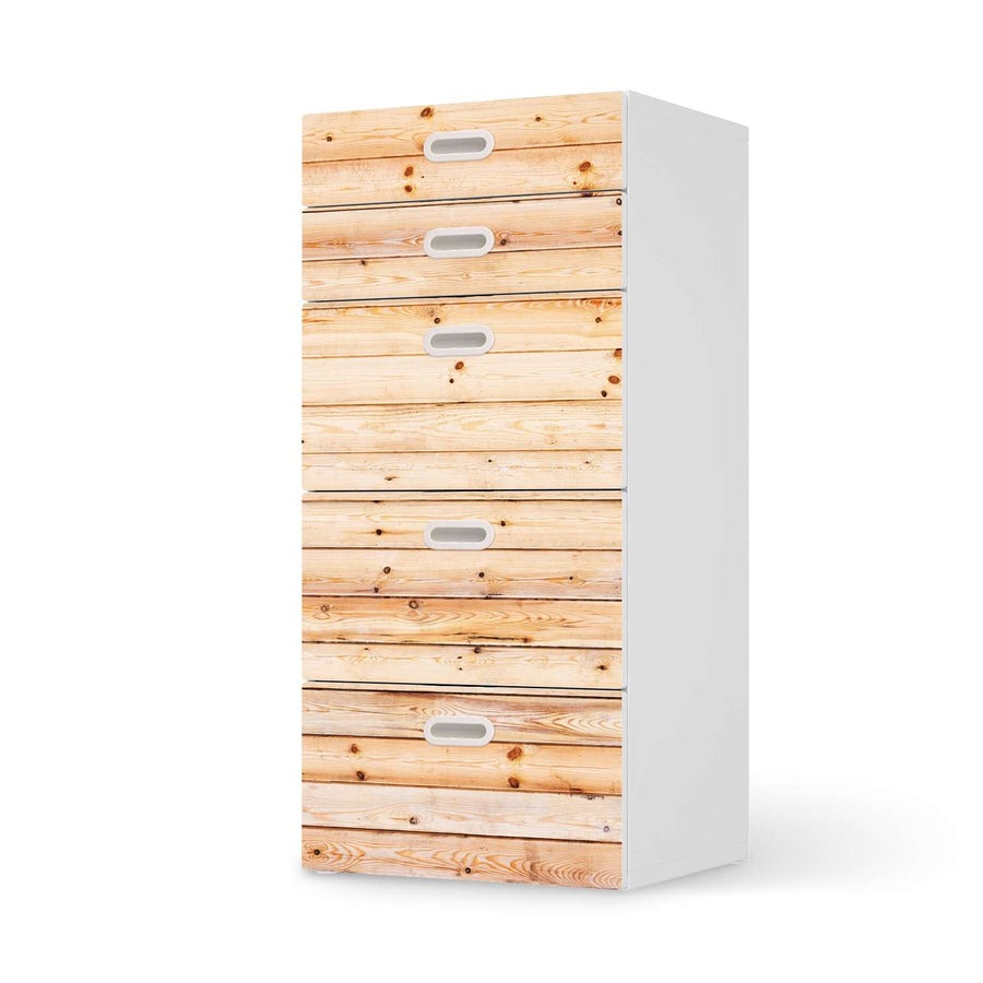 Möbel Klebefolie Bright Planks - IKEA Stuva / Fritids Kommode - 5 Schubladen  - weiss