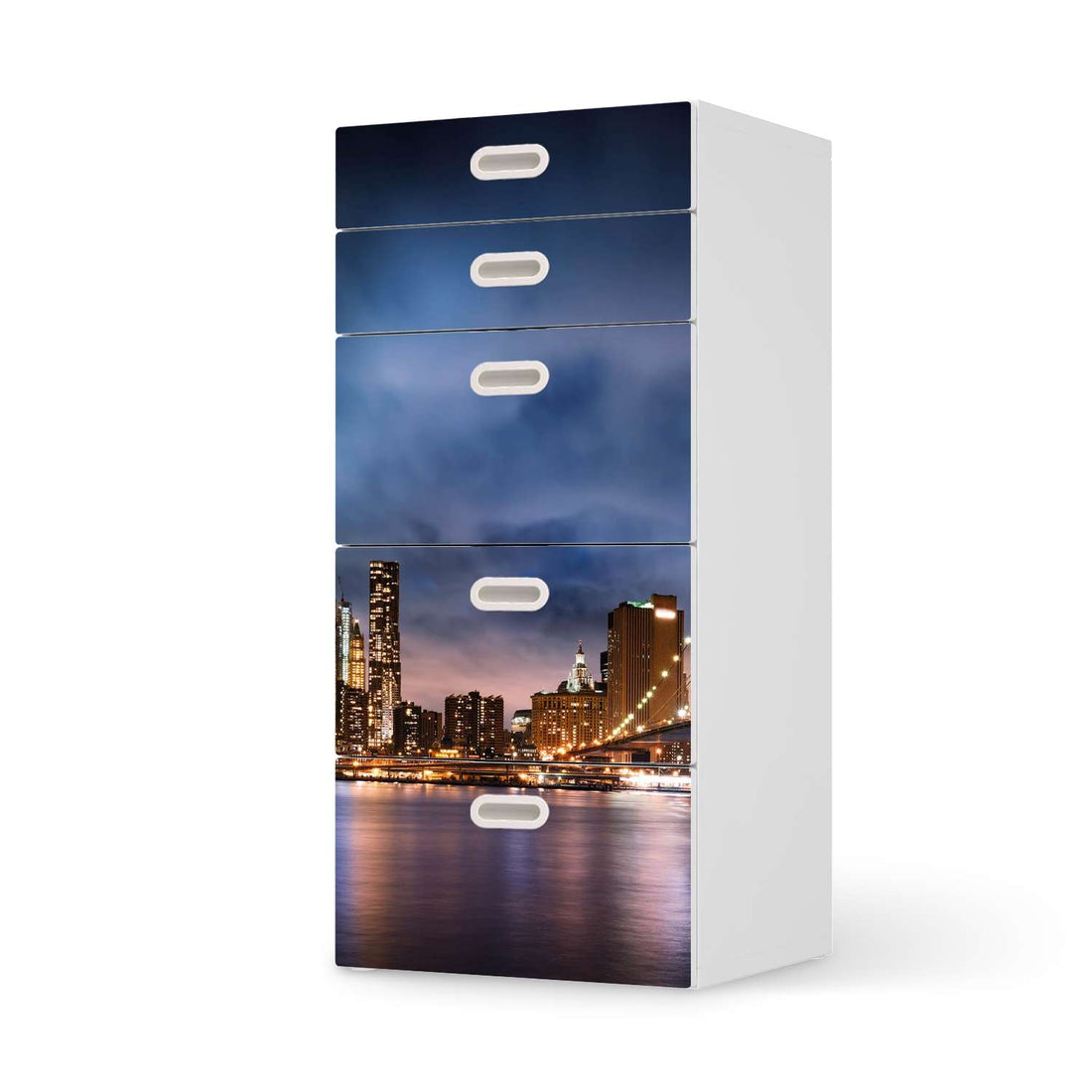 Möbel Klebefolie Brooklyn Bridge - IKEA Stuva / Fritids Kommode - 5 Schubladen  - weiss